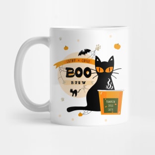 Boo Brew Halloween Cat Pumpkin Spice Coffee Latte Cup Mug